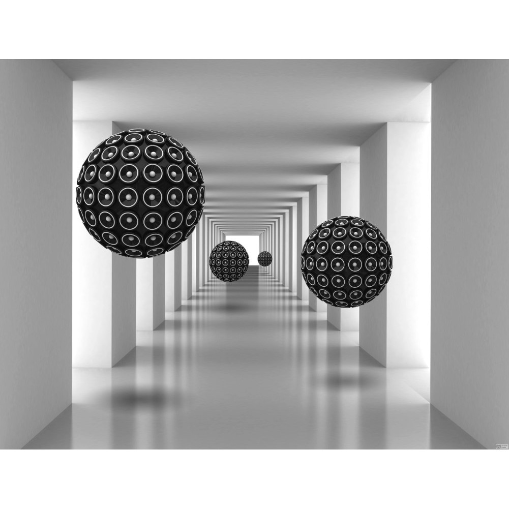 Fototapet de perete autoadeziv si lavabil Tunel cu bile negre2, 220 x 135 cm