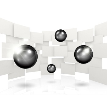 Fototapet de perete autoadeziv si lavabil Zid cu bile negre, 220 x 135 cm Fototapet de perete autoadeziv si lavabil Zid cu bile negre, 220 x 135 cm