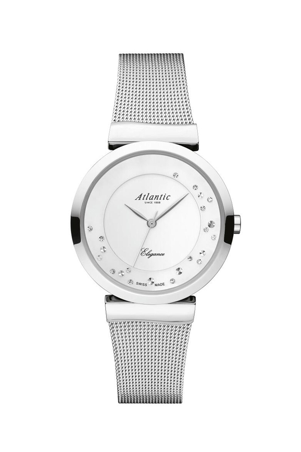 Atlantic, Ceas quartz decorat cu cristale din zirconia, Argintiu