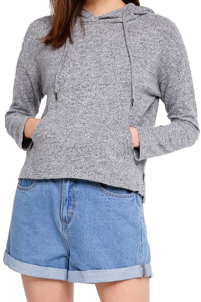 Hanorac dama, gri, marimea S, crop