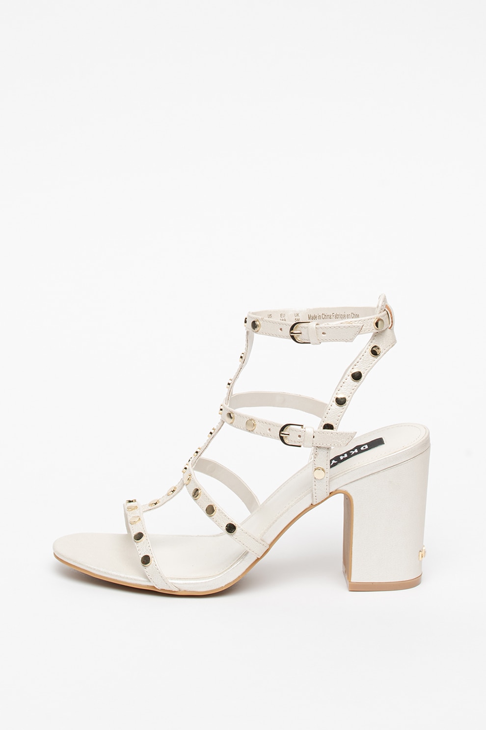 DKNY, Sandale de piele cu toc masiv Hanz