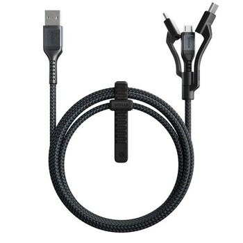 Cablu pentru incarcare si transfer de date 3 in 1 NOMAD Rugged USB Type-C/Lightning/Micro-USB 1.5m Negru Cablu pentru incarcare si transfer de date 3 in 1 NOMAD Rugged USB Type-C/Lightning/Micro-USB 1.5m Negru