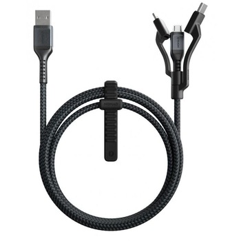 Cablu pentru incarcare si transfer de date 3 in 1 NOMAD Kevlar USB Type-C/Lightning/Micro-USB 1.5m Negru Cablu pentru incarcare si transfer de date 3 in 1 NOMAD Kevlar USB Type-C/Lightning/Micro-USB 1.5m Negru
