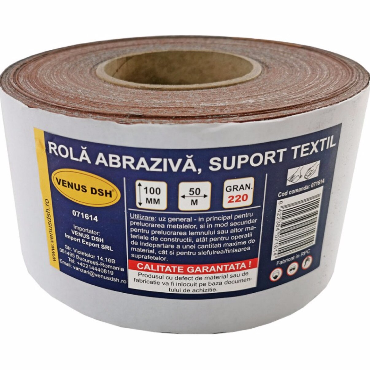 Rola abraziva, suport textil, 220 (100 mm x 50 m)