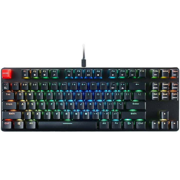 Клавиатура Gaming Glorious PC Gaming Race GMMK TKL, Механична, RGB подсветка, Switch Gateron Brown, US-Layout, Black