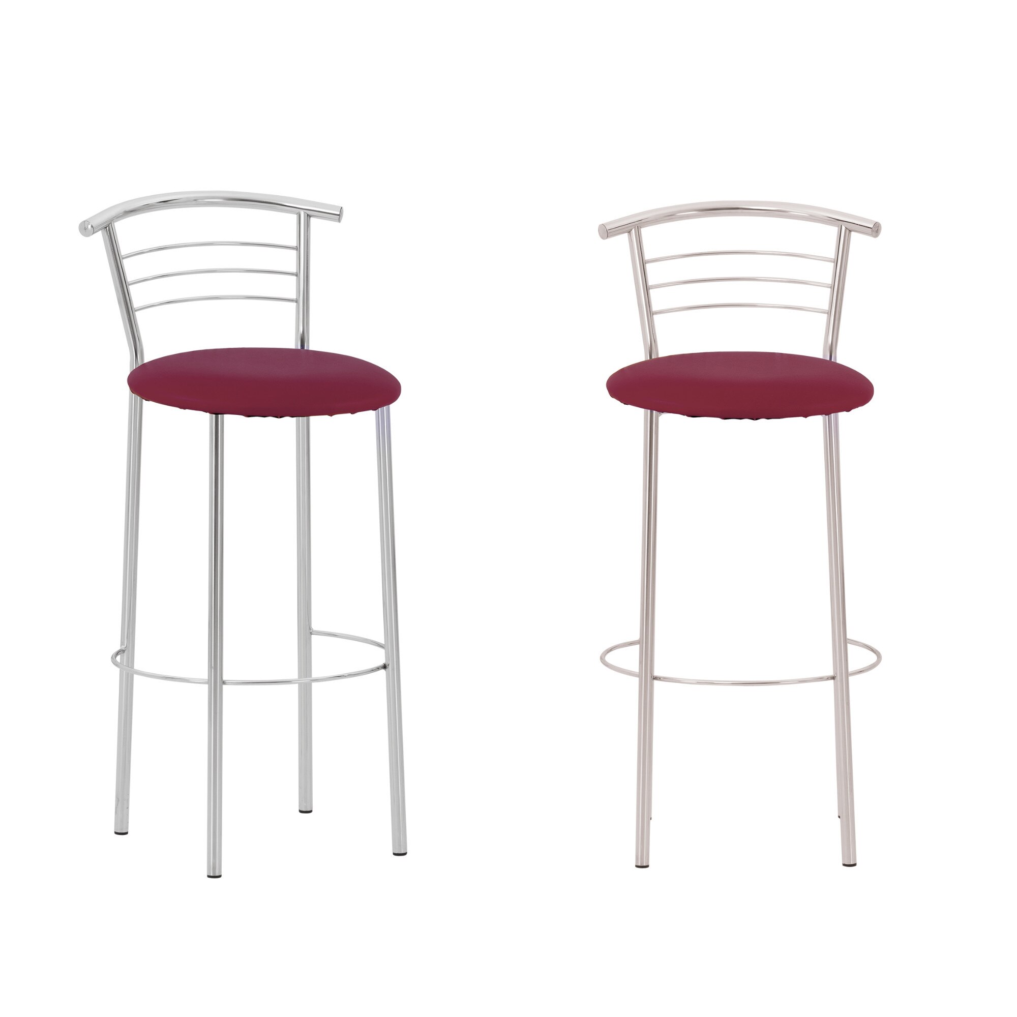 Set 2 scaune de bar Marco Hoker, cadru cromat, piele ecologica, carmin