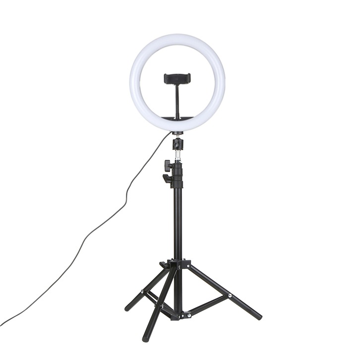 Gyűrűs lámpa Anself szelfihez, LED, DC5V, USB, állvány, 1,2 m, fehér/fekete