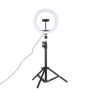 Lampa inelara pentru selfie Anself, LED, DC5V, USB, Trepied, 1.2 m, Alb/Negru Lampa inelara pentru selfie Anself, LED, DC5V, USB, Trepied, 1.2 m, Alb/Negru