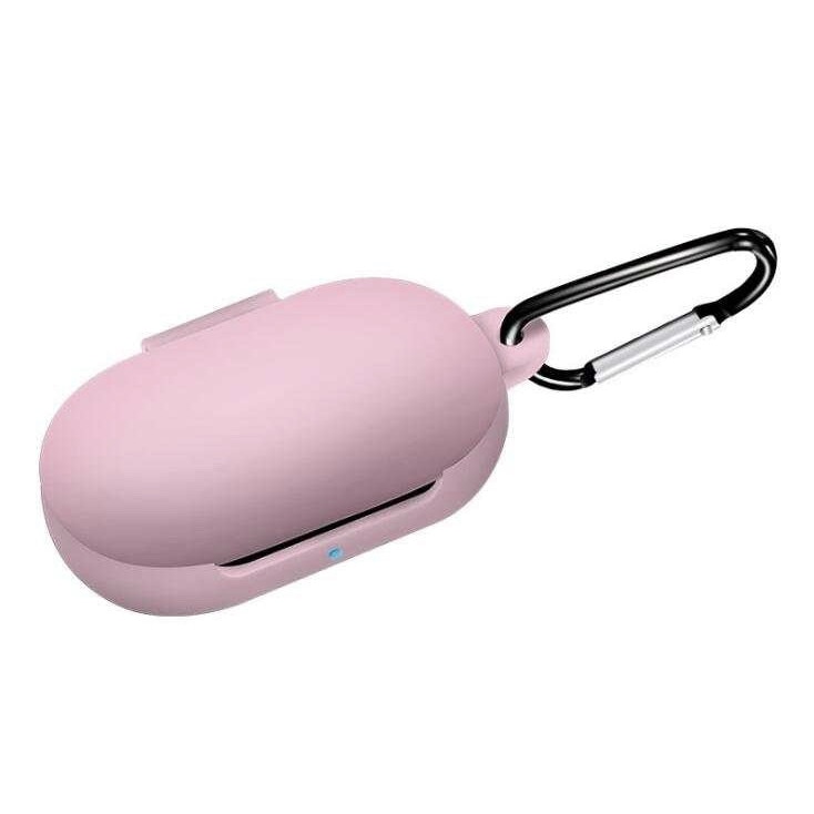 Husa pentru protectia castilor Samsung Galaxy Buds Plus si Samsung Galaxy Buds, culoarea roz, cu carabina