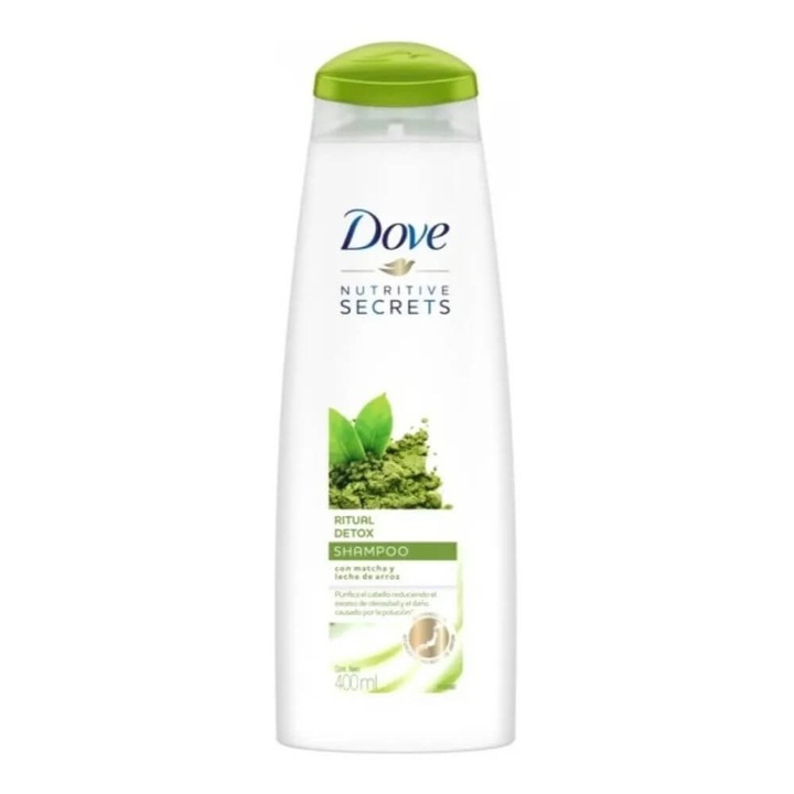 Sampon DOVE Detox Ritual, 250 ml, Par Normal, cu Extract de Ceai Verde si Lapte din Orez