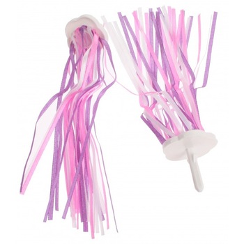 Decoratiuni pentru ghidoane , de culoare roz , din panglici Decoratiuni pentru ghidoane , de culoare roz , din panglici