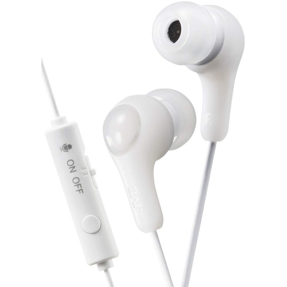 Casti audio In-ear jocuri, 1m, comutator microfon, alb, JVC Gumy