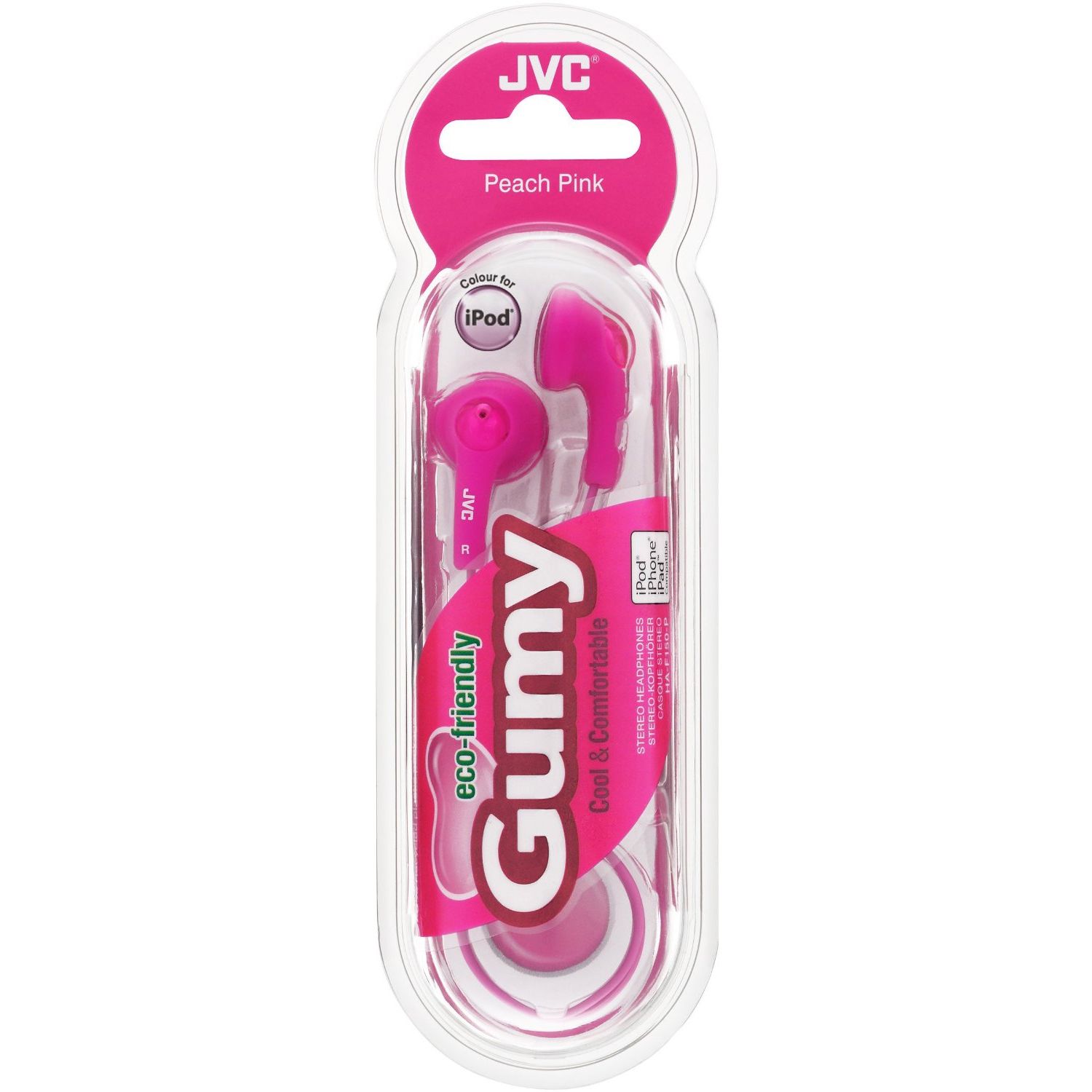 Casti audio In-ear , 1m, roz peach pink, bass boost, JVC Gumy