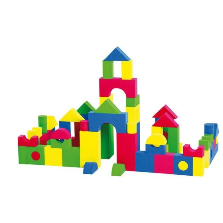 Cuburi de construit din buret 75 piese multicolore