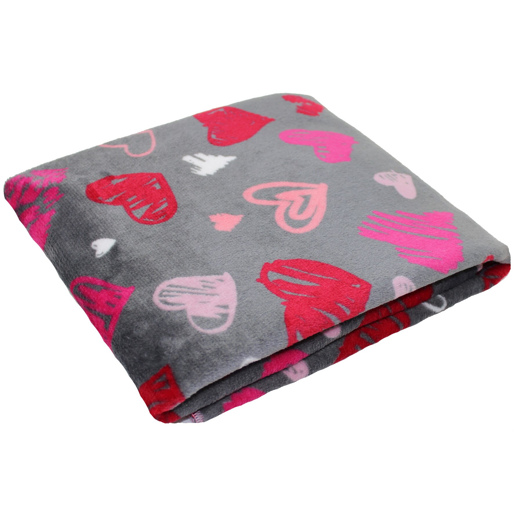 Paturica plus, gri cu inimioare colorate, 80 x 90 cm
