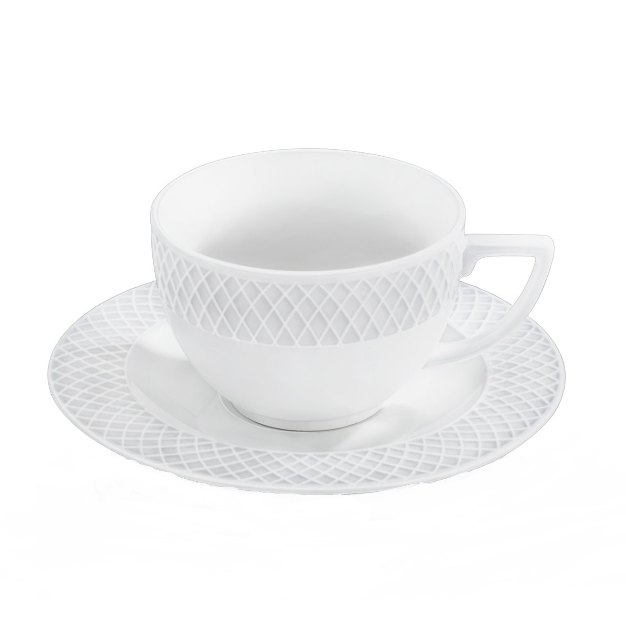 Set 6 cesti cu farfurioara ceai portelan, Julia 240 ml - in cutie cadou