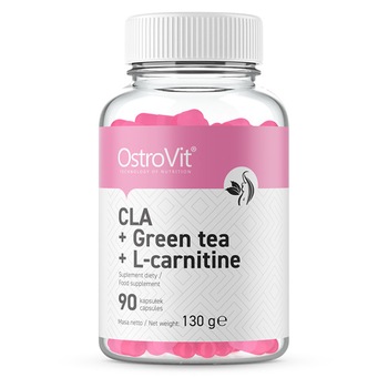 Arzator de Grasimi, Acid Linoleic Conjugat + Ceai Verde + L-Carnitina, OstroVit CLA + Green Tea + L-carnitine - 90 capsule (90 doze) Arzator de Grasimi, Acid Linoleic Conjugat + Ceai Verde + L-Carnitina, OstroVit CLA + Green Tea + L-carnitine - 90 capsule (90 doze)