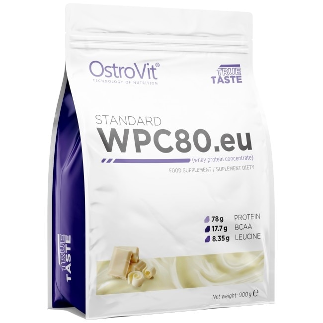 Supliment alimentar OstroVit Whey Protein Concentrate 80%, Ciocolata Alba, 900 gr