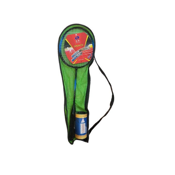 Set palete Badminton + 2 fluturasi, in husa verde