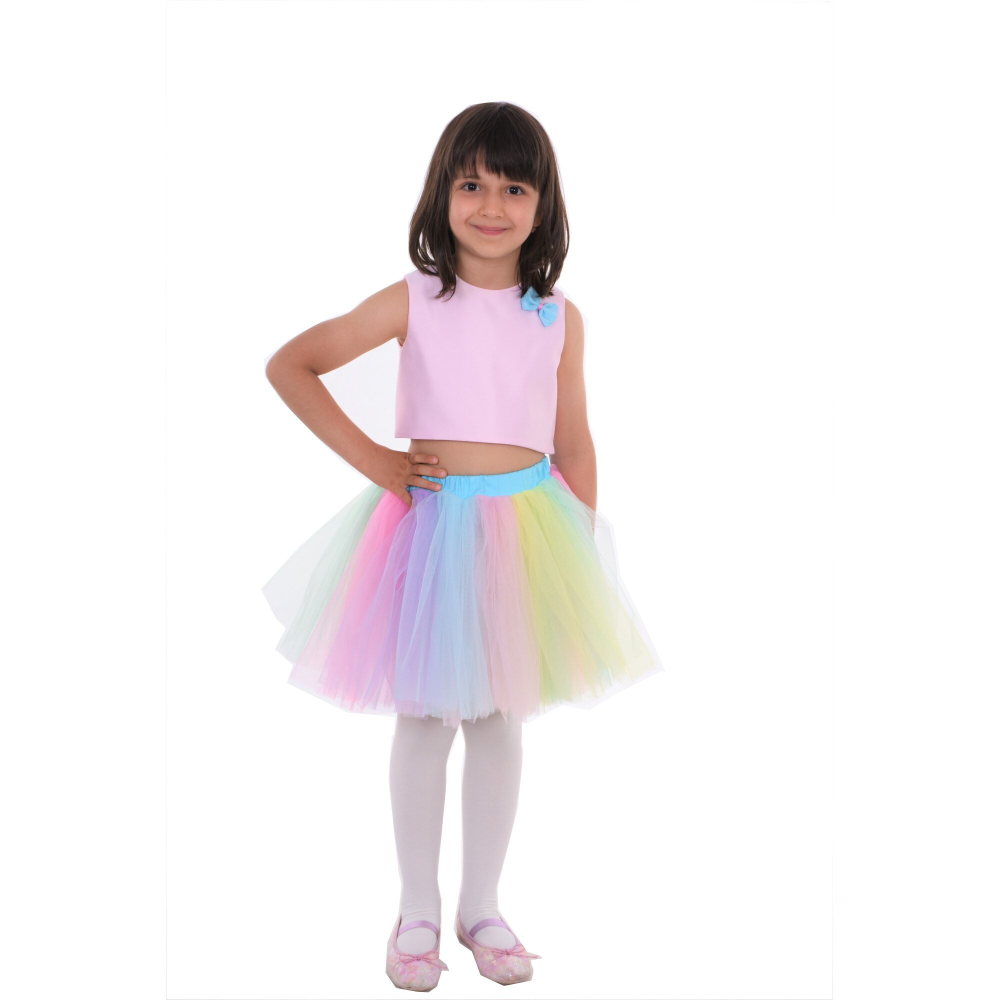 Fustita tutu multicolor, bumbac, tulle