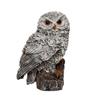 Statueta bufnita 'incruntata', realizata manual din rasina, 14 cm Statueta bufnita 'incruntata', realizata manual din rasina, 14 cm