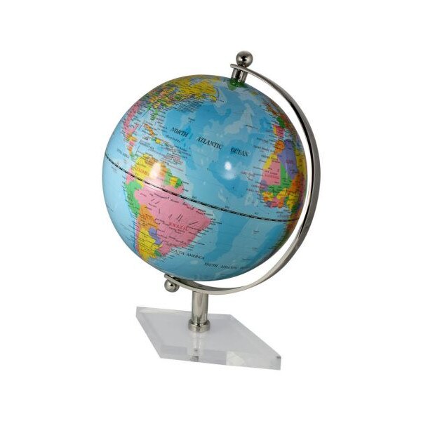 Glob terestru Sea Club, alama nichelata, albastru deschis, H 19cm