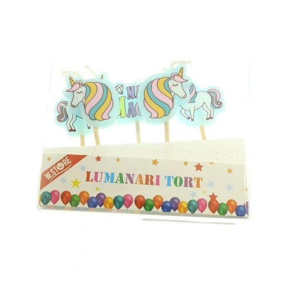 Set de 5 lumanari party, unicorni