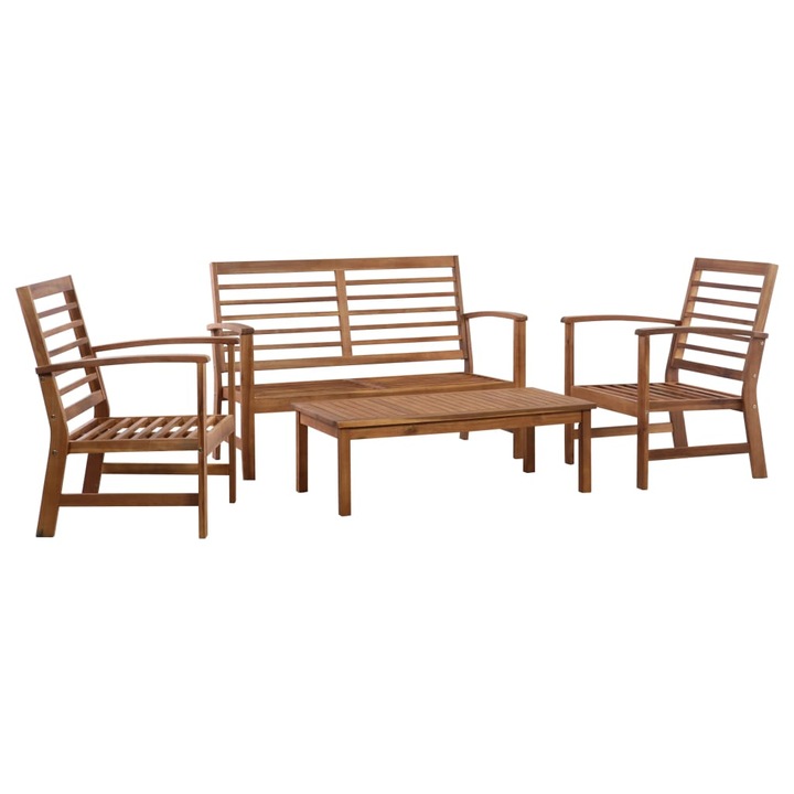 Set mobilier de gradina 4 piese masa cu scaune, vidaXL, Lemn de acacia, 120 x 61 x 81 cm, Maro