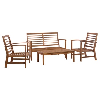 Set mobilier de gradina 4 piese masa cu scaune, vidaXL, Lemn de acacia, 120 x 61 x 81 cm, Maro Set mobilier de gradina 4 piese masa cu scaune, vidaXL, Lemn de acacia, 120 x 61 x 81 cm, Maro