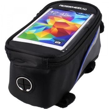Geanta pentru telefon cu prindere pe ghidonul bicicletei , de culoare neagra , maxim suportat 4,8 inch Geanta pentru telefon cu prindere pe ghidonul bicicletei , de culoare neagra , maxim suportat 4,8 inch