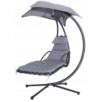 Sezlong suspendat cu parasolar, gri, ph006 Sezlong suspendat cu parasolar, gri, ph006