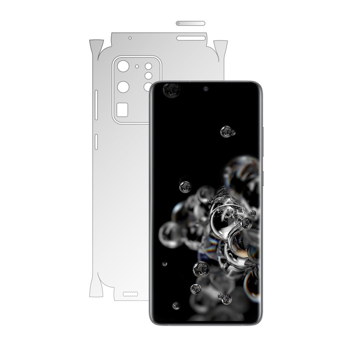 Folie Protectie Spate Invisible Skinz HD pentru Samsung Galaxy S20 Ultra, (5G) - Folie Siliconica Ultra-Clear cu taiere 360 Cut pentru Carcasa Spate si Laterale, Skin Adeziv Transparent