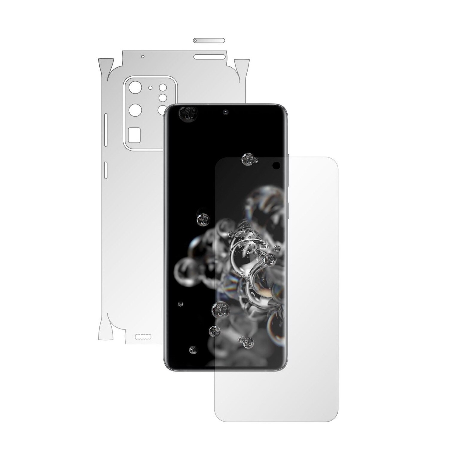 Folie Full Body Invisible Skinz HD pentru Samsung Galaxy S20 Ultra,(5G) - Folie Protectie Siliconica Ultra-Clear cu taiere 360 Cut pentru Ecran, Carcasa Spate si Laterale, Skin Adeziv Transparent