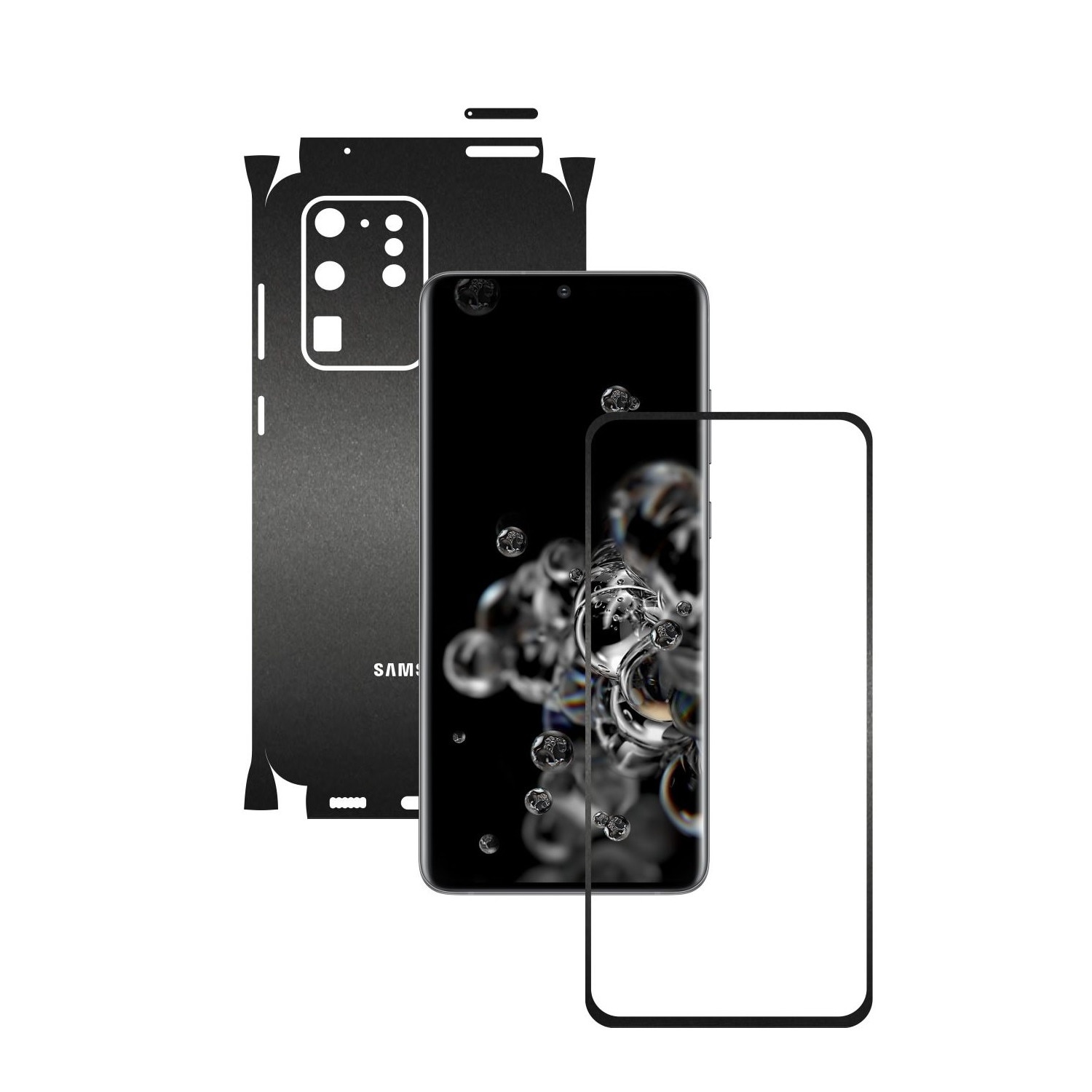 Folie Protectie Carbon Skinz pentru Samsung Galaxy S20 Ultra,(5G) - Negru Mat 360 Cut, Skin Adeziv Full Body Cover pentru Rama Ecran, Carcasa Spate si Laterale