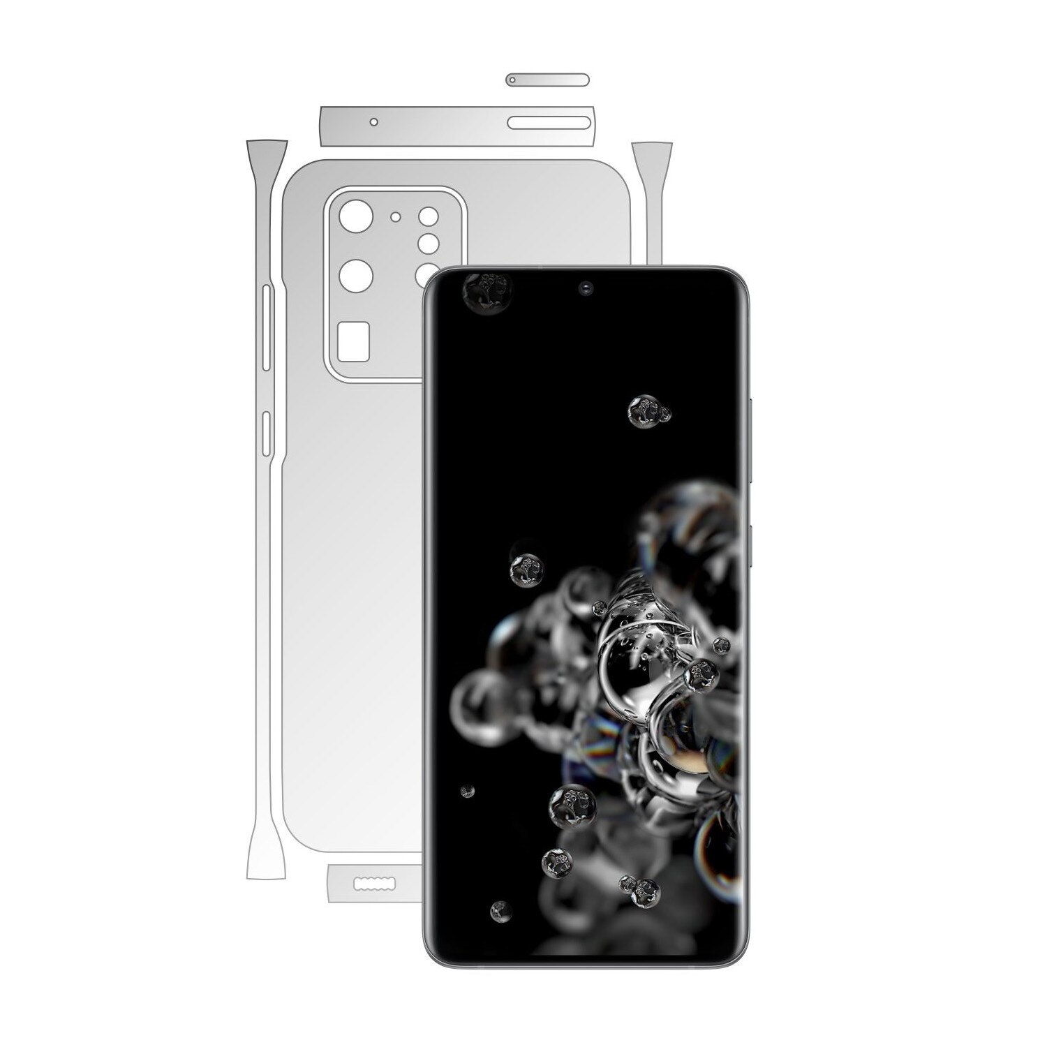 Folie Protectie Spate Invisible Skinz UHD AutoRegeneranta pentru Samsung Galaxy S20 Ultra,(5G) - Folie Siliconica Ultra-Clear cu taiere Split Cut pentru Carcasa Spate si Laterale, Skin Adeziv Transparent