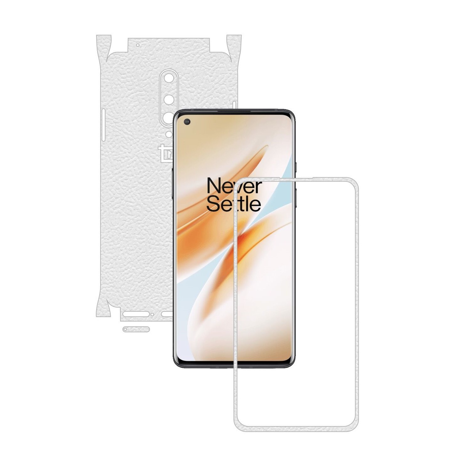 Folie Protectie Carbon Skinz pentru OnePlus 8 - Piele Alba 360 Cut, Skin Adeziv Full Body Cover pentru Rama Ecran, Carcasa Spate si Laterale