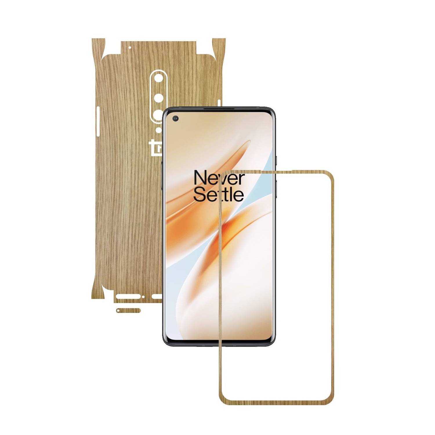 Folie Protectie Carbon Skinz pentru OnePlus 8 - Lemn Stejar 360 Cut, Skin Adeziv Full Body Cover pentru Rama Ecran, Carcasa Spate si Laterale