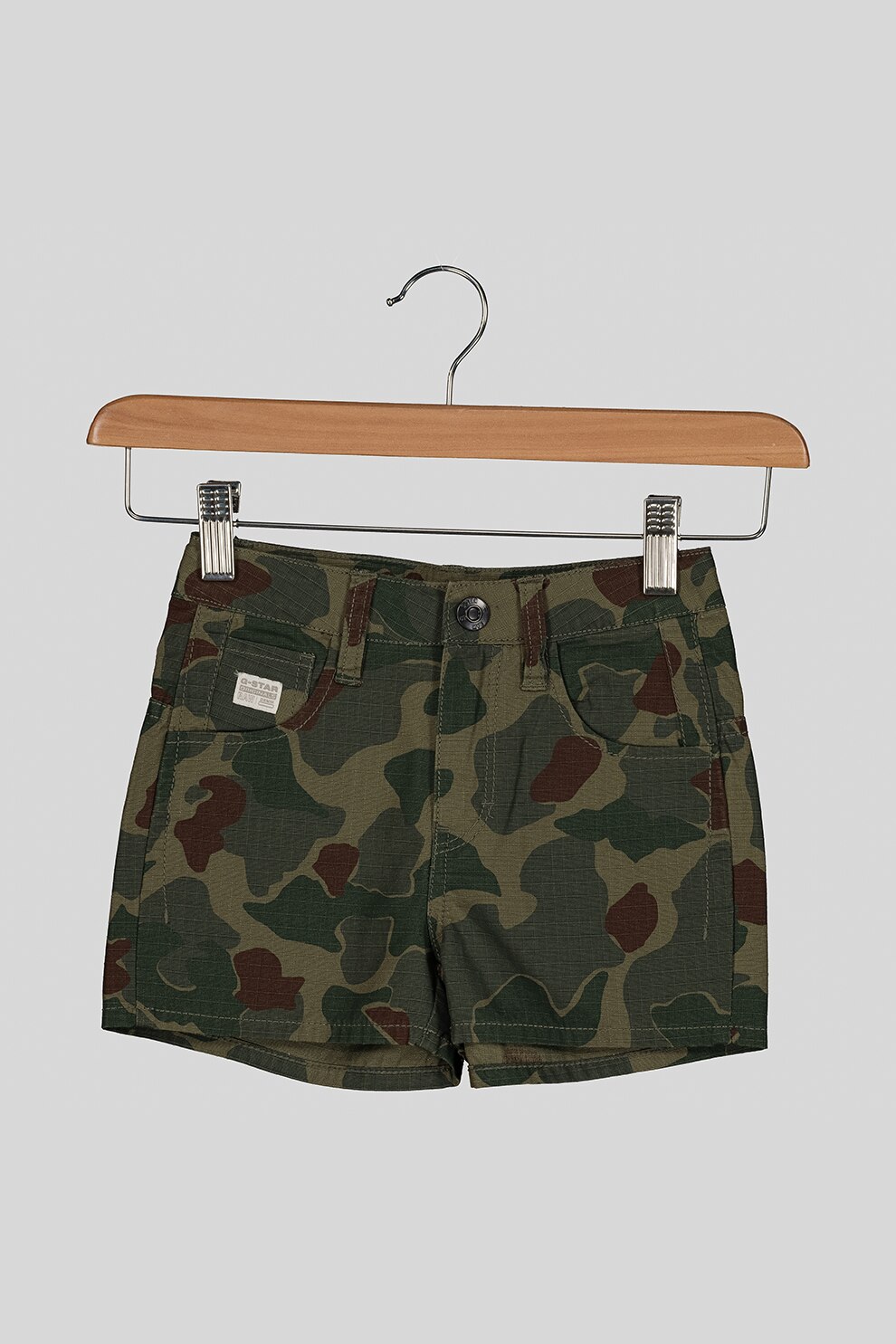 G-Star RAW, Pantaloni scuti cu model camuflaj, Verde militar, 110 CM