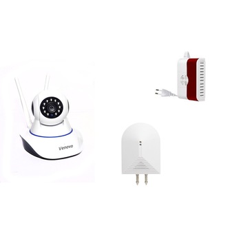 Smart Camera Venovo, Alarm sistem, Tracking Obiect, Wi-Fi Camera 2 MP, Control Max 64 Wireless Senzor 433Mhz Gaz, Inundatie, Inregistrare MicroSD Card 64GB,APP Notificare Telefon Instant Smart Camera Venovo, Alarm sistem, Tracking Obiect, Wi-Fi Camera 2 MP, Control Max 64 Wireless Senzor 433Mhz Gaz, Inundatie, Inregistrare MicroSD Card 64GB,APP Notificare Telefon Instant