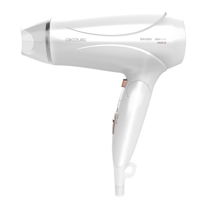 Сгъваем сешоар Cecotec Bamba IoniCare 5400 Power&Go 04206, Йонизация, 2400W, Бял