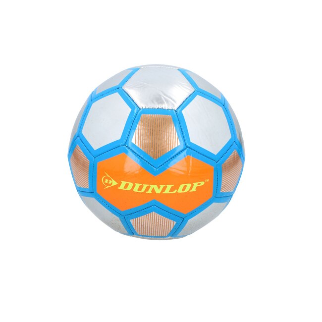 Minge de fotbal Dunlop Soccer Metalic, marimea 5, Albastru/Portocaliu