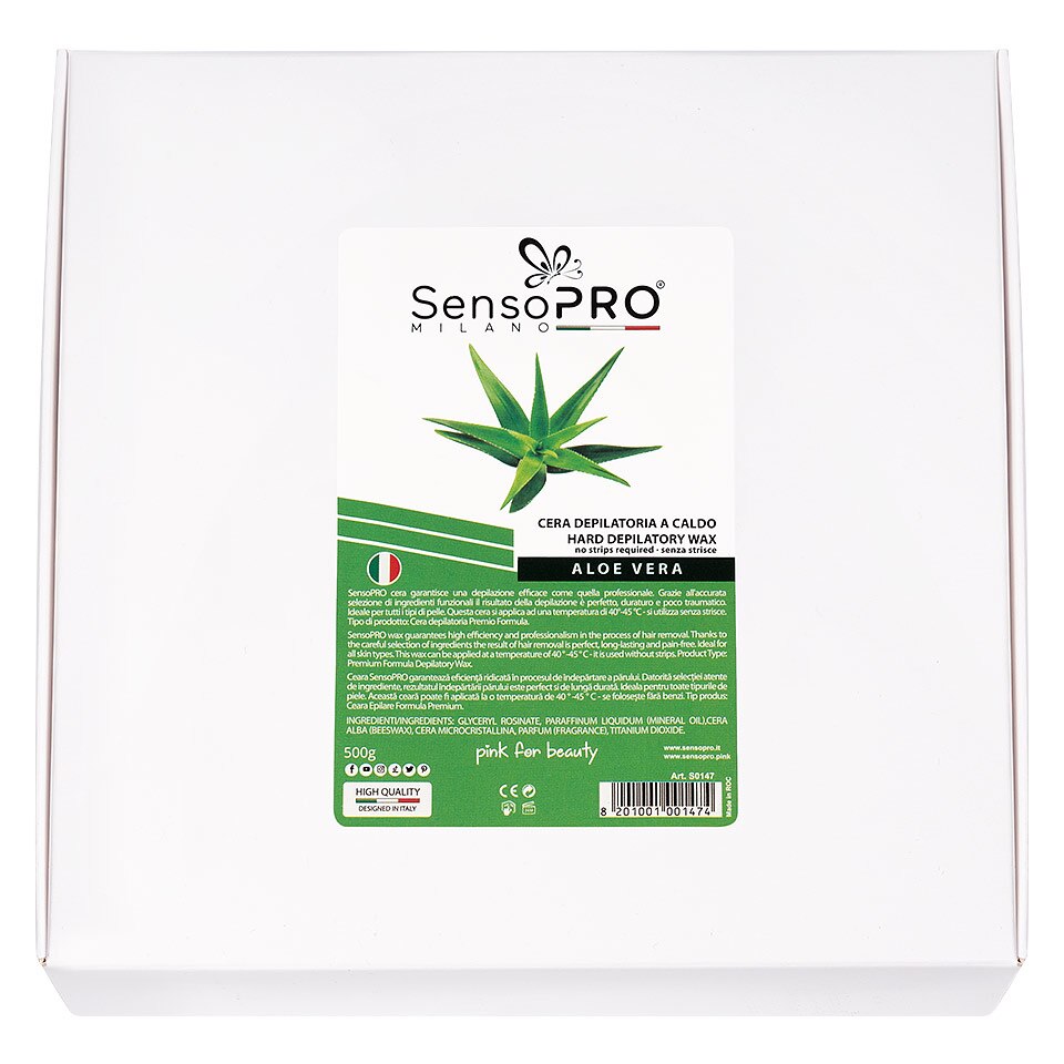 Ceara Epilat Elastica Refolosibila SensoPRO Italia Aloe Vera Hard Round Wax, 500g