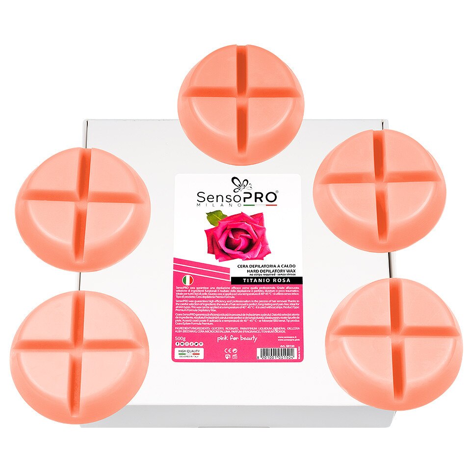 Ceara Epilat Elastica Refolosibila SensoPRO Italia Titanio Rosa Hard Round Wax, 500g