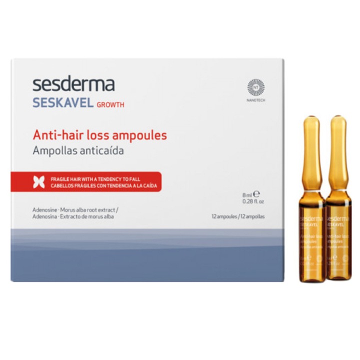 Sesderma Seskavel Growth hajhullás elleni kezelés, 8 ml x 12 db ampulla