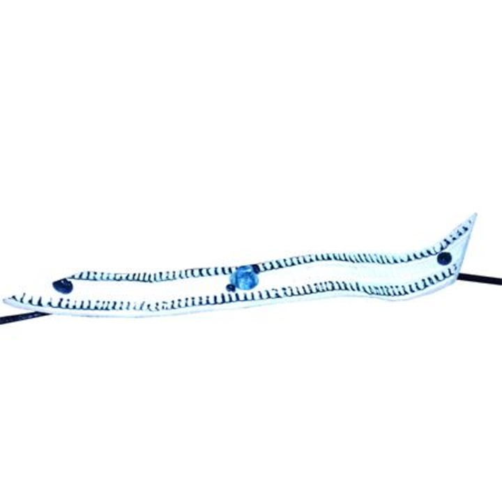 Готическа гривна от естествена кожа с естествен сапфир 10 мм