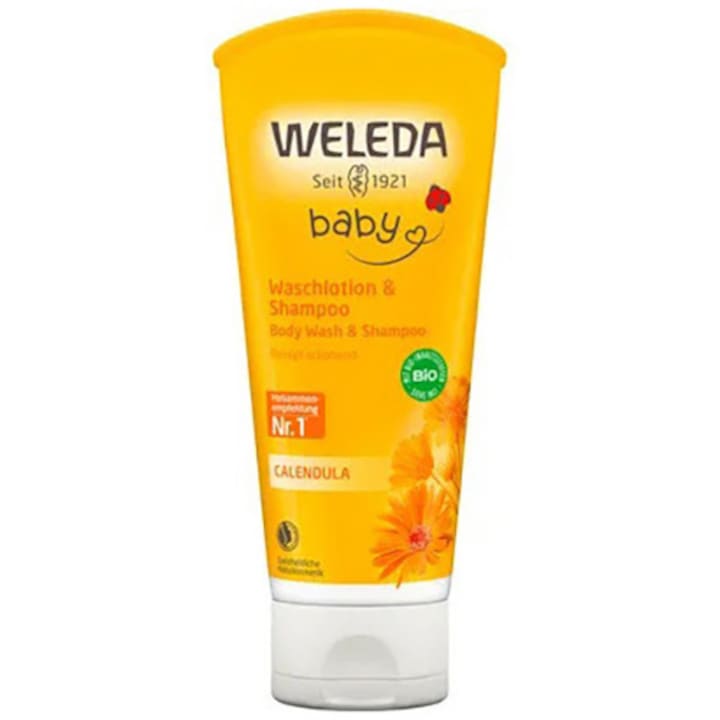 Почистващ лосион и шампоан Weleda Baby Bio за бебета, деца и възрастни с чувствителна кожа, 200 мл