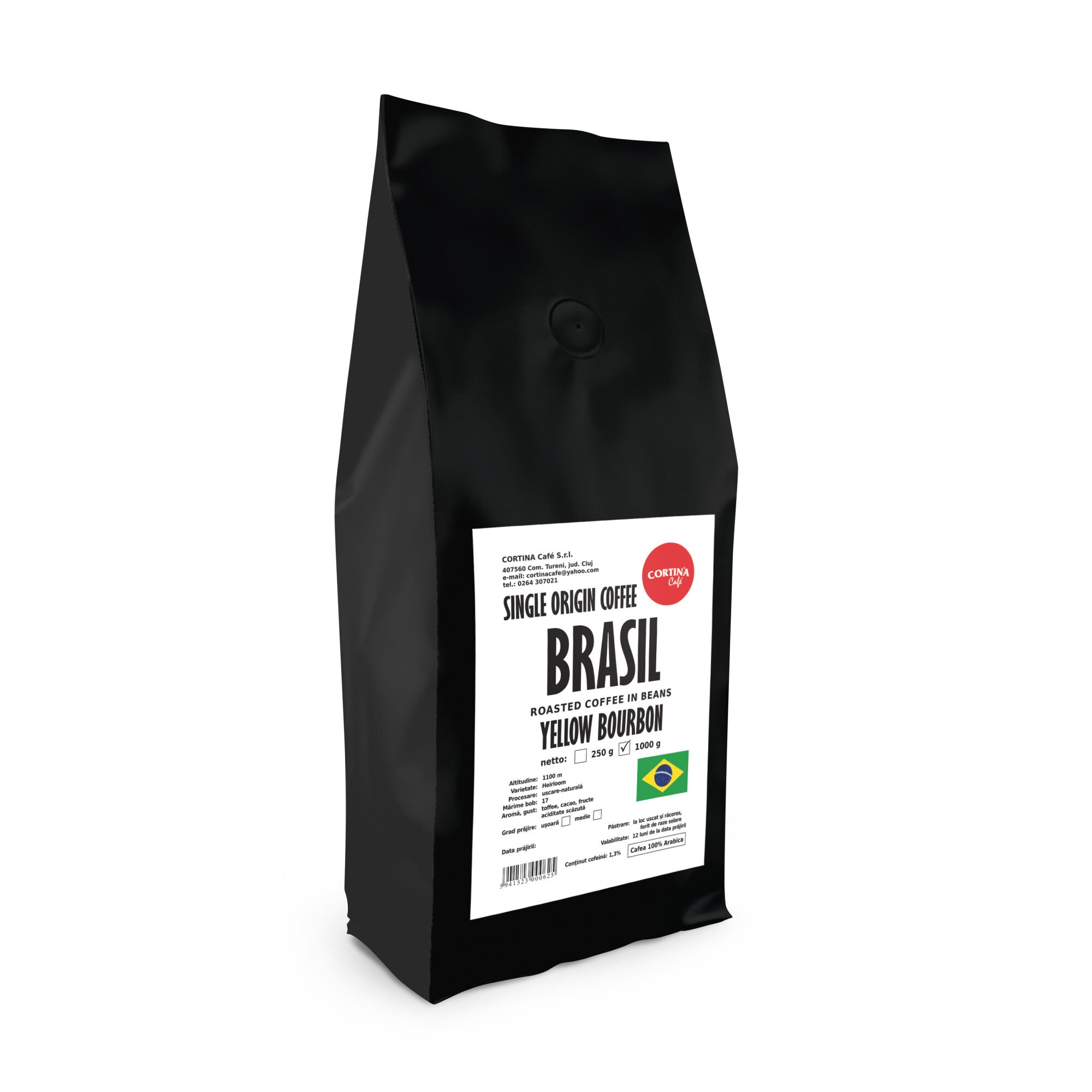 Cafea boabe 100 % Arabica, Cortina Cafe, single origin Brasil Yellow Bourbon, 1 kg