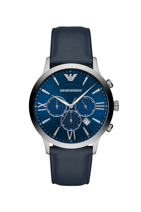 Emporio Armani, Ceas cronograf cu o curea de piele, Bleumarin