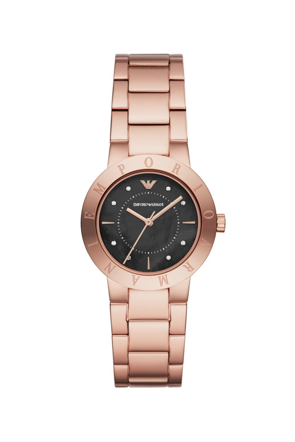 Emporio Armani, Ceas de otel inoxidabil decorat cu cristale , Auriu rose