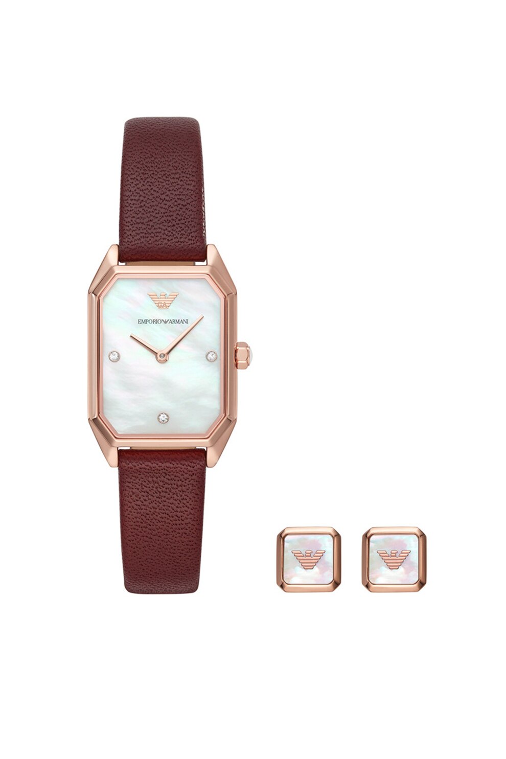 Emporio Armani, Ceas quartz cu o curea de piele, Maro